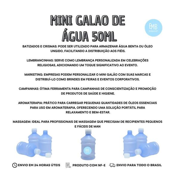 Imagem de Frascos 50Ml Galão De Agua Para Óleos Alcool Gel C Tampa 25U