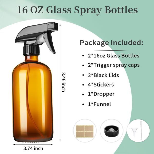 Imagem de Frascos de spray GIVAMEIHF Amber Glass 500mL, pacote com 2 bicos