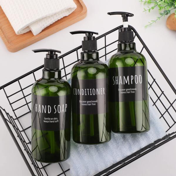 Imagem de Frascos dispensadores Segbeauty 3 unidades de 500 ml para xampu verde