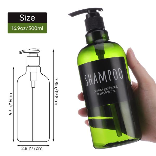 Imagem de Frascos dispensadores Segbeauty 3 unidades de 500 ml para xampu verde