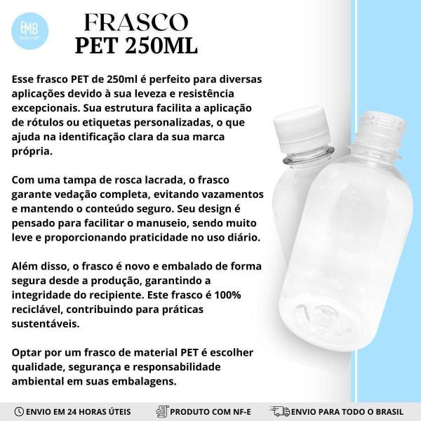 Imagem de Frascos Pet 250Ml Transparente C Tampa Lacre Sabonete 25U