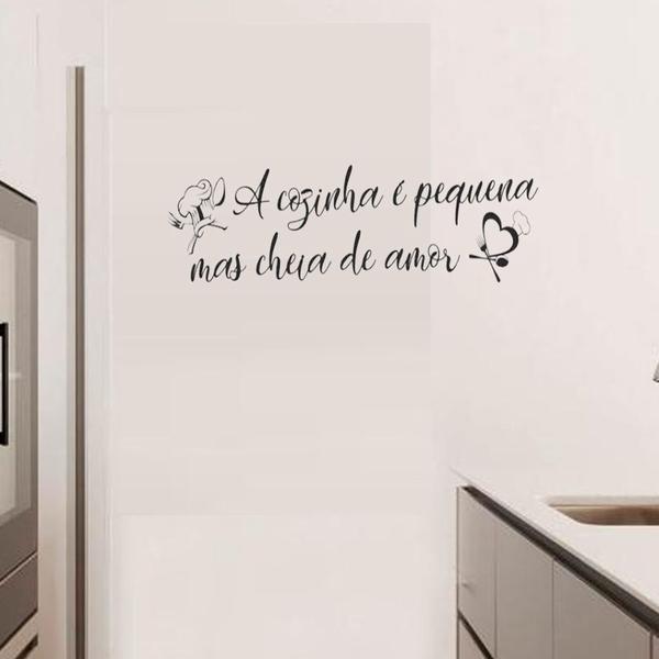 Imagem de Frase de Parede A Cozinha É Pequena Mas É Cheia De Amor Letras Mdf Lettering Decorativo