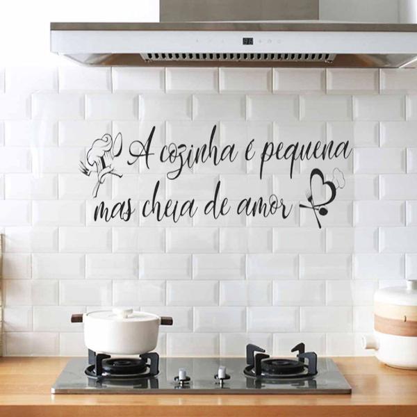 Imagem de Frase de Parede A Cozinha É Pequena Mas É Cheia De Amor Letras Mdf Lettering Decorativo