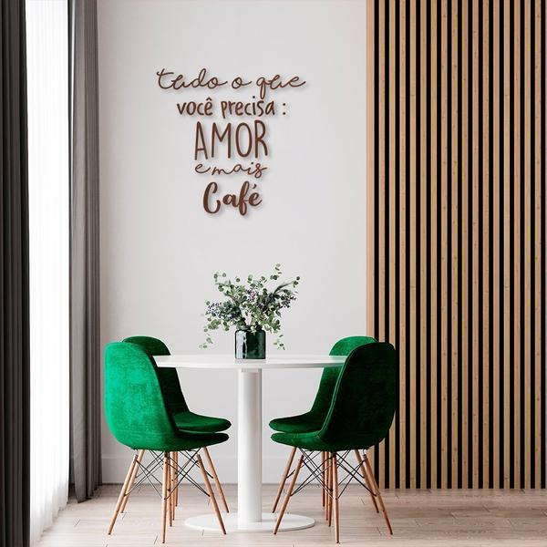 Imagem de Frase de Parede em Relevo Amor e Café 90x88 Marrom Marrom