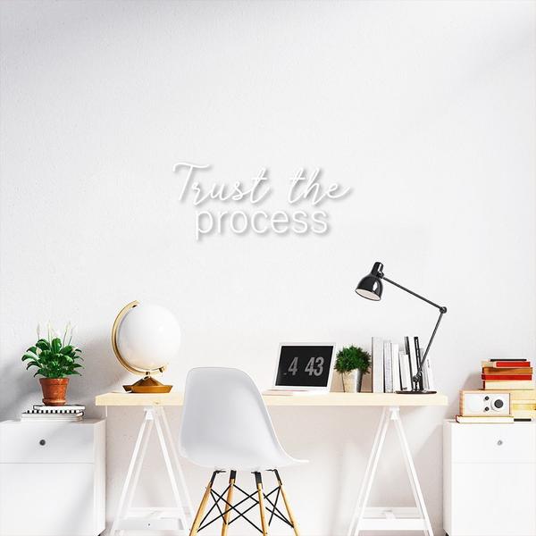 Imagem de Frase de Parede em Relevo Trust the Process 60x26 Branco Branco