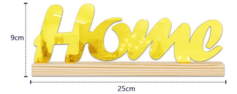 Imagem de Frase Decorativa Home Em Acrílico Dourado Espelhado Com Base