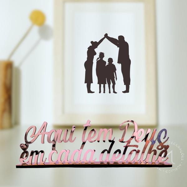 Imagem de Frase Decorativa - MDF + Acrílico Espelhado - Decoração com Base de Mesa