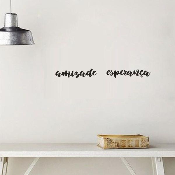 Imagem de Frase Kit 2 Palavras de Parede Amizade Esperança Letras MDF Preto Decorativo 3mm