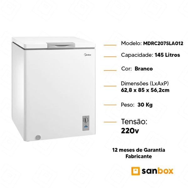 Imagem de Freezer Midea Horizontal 145 Litros Branco Econômico & Compacto