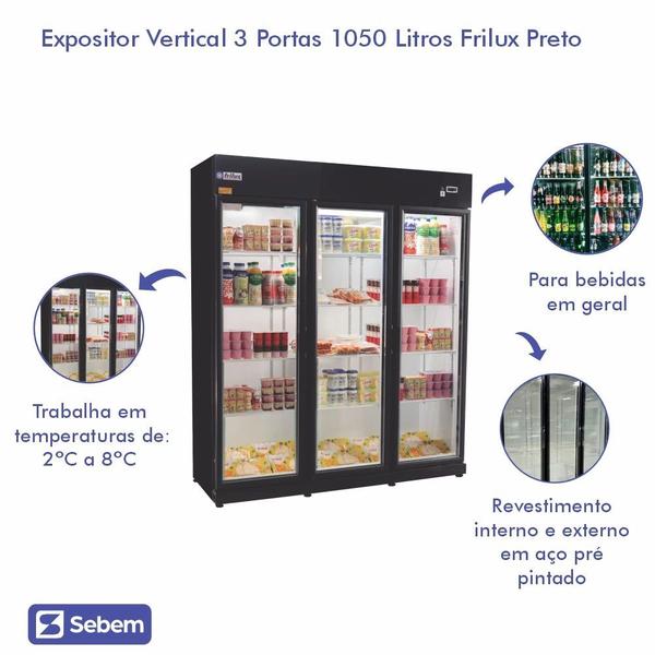 Freezer Vertical Expositor de Bebidas 3 Portas de Vidro 220v - FRILUX Imagem de Freezer Vertical Expositor de Bebidas 3 Portas de Vidro 220v