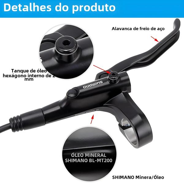 Imagem de Freio a Disco Hidráulico Shimano MT200 MTB - 145cm (Dianteira/Traseira)