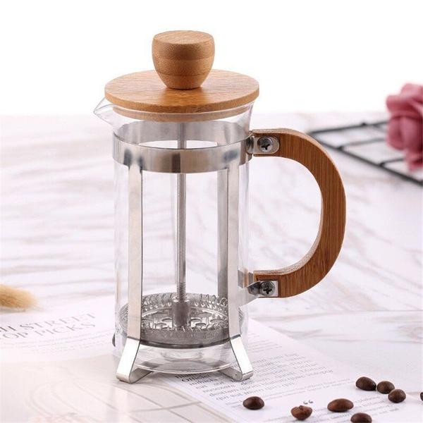 Imagem de French Press Wokex 350ml com tampa de bambu, vidro ecológico