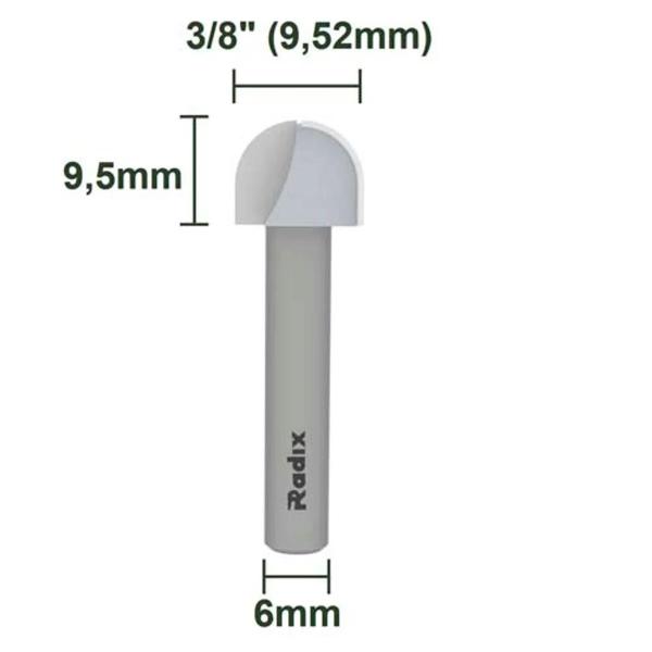 Imagem de Fresa Cantoneira Ponta U 9,52mm Haste 6mm Radix