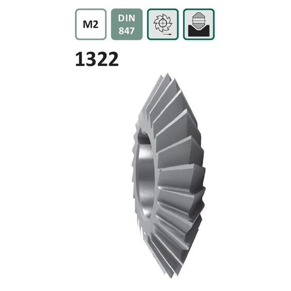 Imagem de Fresa de Ângulo Duplo Simétrico - 90º - 63x20x22x18 - DIN 847 - 1322