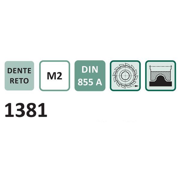 Imagem de Fresa de Perfil Constante, Semi-Circular Côncava - Med. 50 x 8mm Raio 1,5mm - DIN 855 A - Aço HSS (M2) - INDAÇO