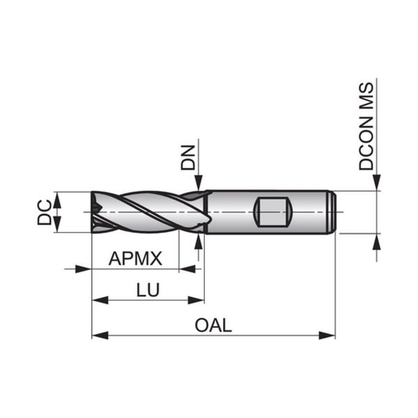 Imagem de Fresa de Topo Curta DIN 1835B 1/2" com 4 Cortes - Dormer C2471/2