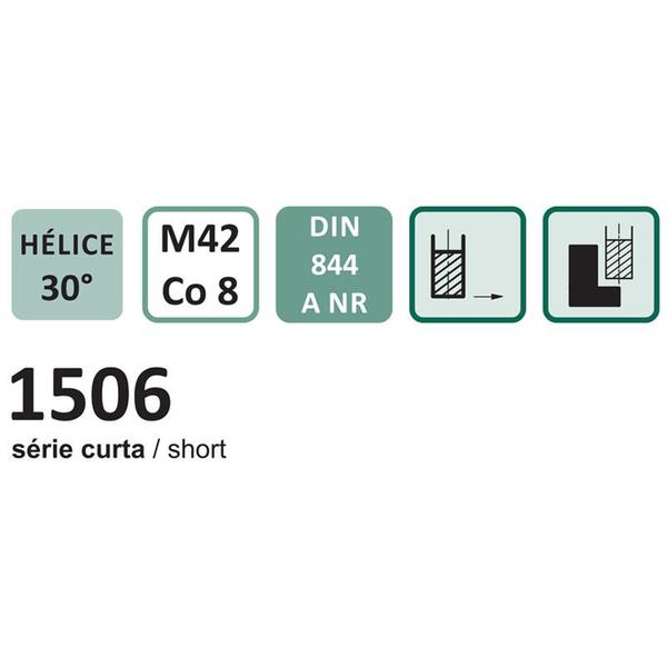 Imagem de Fresa de Topo Tipo CHIPMASTER - Med. 22,0mm - Haste Cilíndrica, 5 Cortes, DIN 844 A NR - Aço Co 8 (M42) - Cód. 1506 - INDAÇO