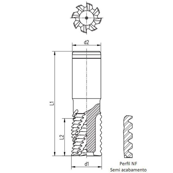 Imagem de Fresa de Topo Tipo CHIPMASTER - Med. 25,0mm - Haste Cilíndrica, 5 Cortes, DIN 844 A NR - Aço Co 8 (M42) - Cód. 1506 - INDAÇO