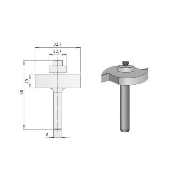 Imagem de Fresa HM Decorativa Ø 50 x 10 mm Haste 06 mm 27181AI.01