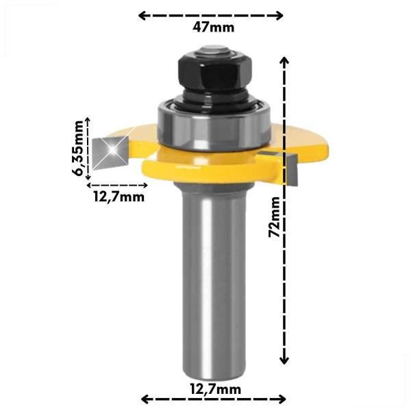 Imagem de Fresa Macho Fêmea Para Tupia Encaixe 47Mm Haste 1/2 Pol Kit