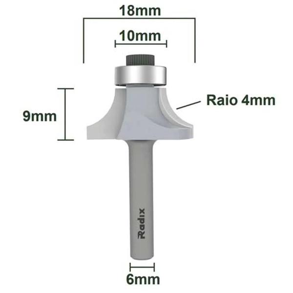 Imagem de Fresa Para Bordas 18Mm Haste 6Mm Radix