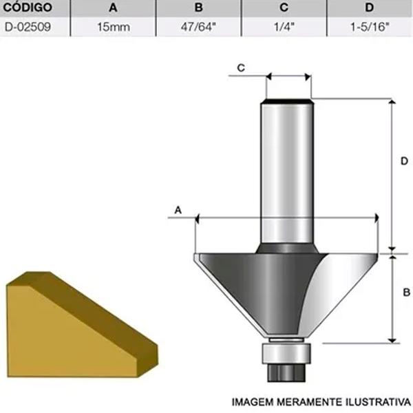 Imagem de Fresa para Chanfro com Rolamento D-02509 Makita