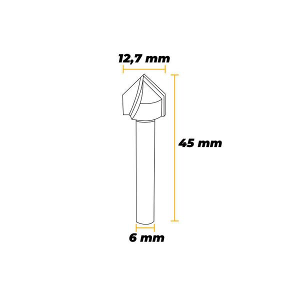 Imagem de Fresa Para Tupia Maual Ponta V 1/2'' Haste de 6 Mm