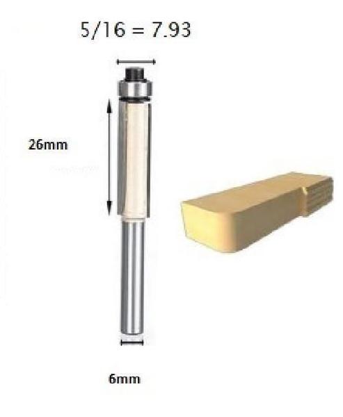 Imagem de Fresa Reta Com Rolamento 6Mm X 5/16 Para Rebaixo / Formica