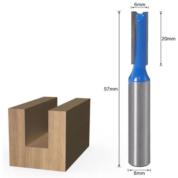 Imagem de Fresa Reta Paralela 6Mm Haste 8Mm Metal Duro Tupia Madeira