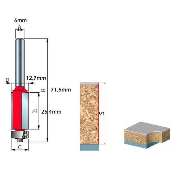 Imagem de Fresa Reta Paralela com Rolamento 42-10406P Ø 12,7 mm Altura de Corte de 25,4  Freud