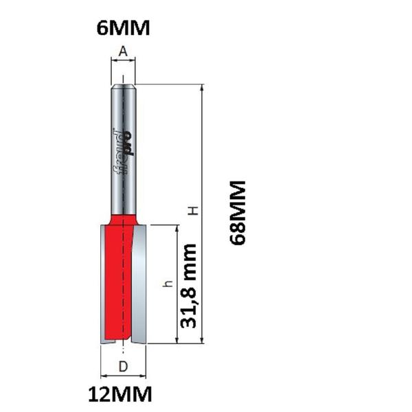 Imagem de Fresa Reta Paralela Ø 12,0 x 31,8 mm Topo Cortante Haste 06 mm 04-13706 - Freud