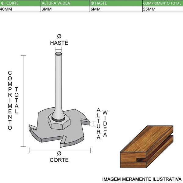 Imagem de Fresa Serrinha Debrum 3mm sem Rolamento Haste 6mm 18E4030.01 Radix