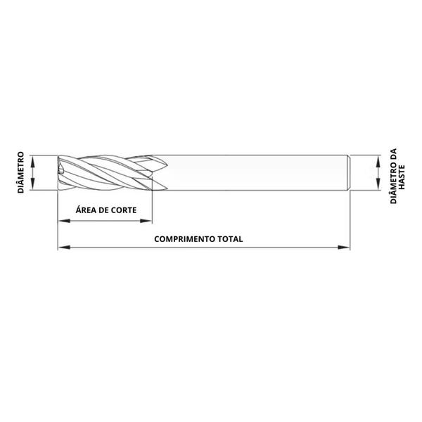 Imagem de Fresa topo aço rápido 4mm 2 cortes 