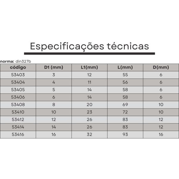 Imagem de fresa topo HSS 2 cortes 03 mmx12x55xh6