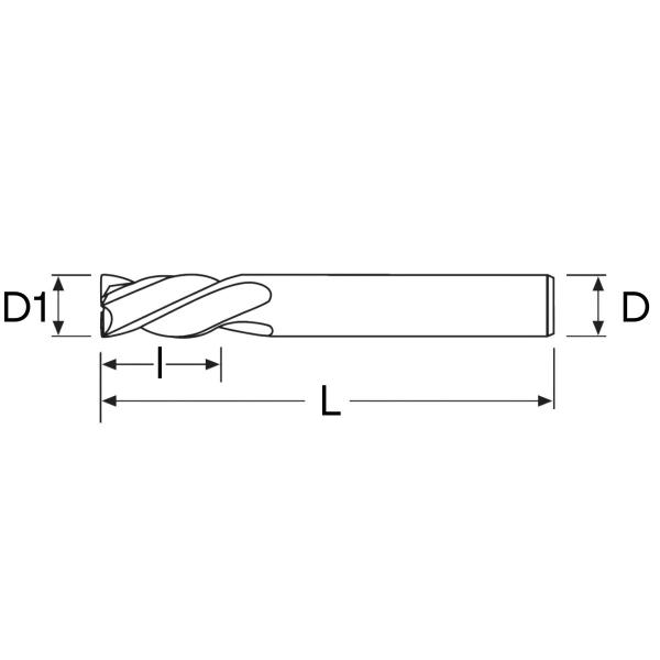 Imagem de fresa topo HSS 4 cortes 05 mmx13x57xh6