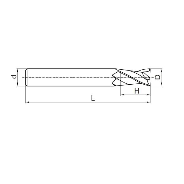 Imagem de fresa topo metal duro 2 cortes 05 mmx13x050xh5 TiSiN