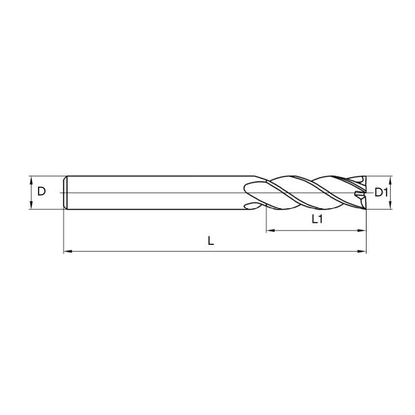 Imagem de fresa topo metal duro 4 cortes 08 mmx35x100xh8 TiSiN