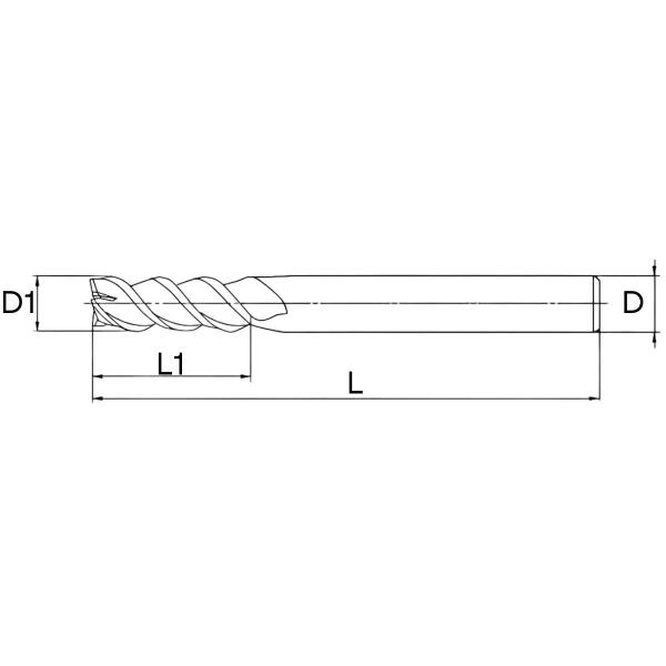 Imagem de fresa topo para aluminio 3 cortes 03 mmx8x050xh4