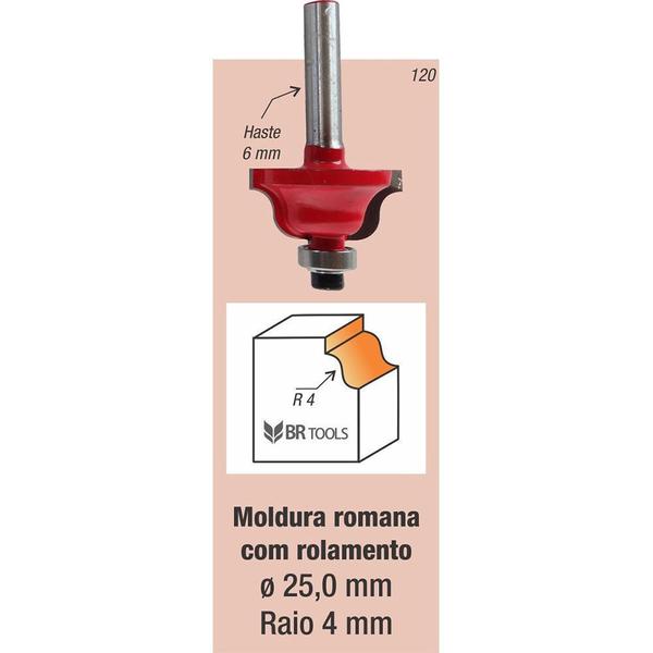 Imagem de Fresa Tupia Moldura Romana Rolamentada Haste 6mm