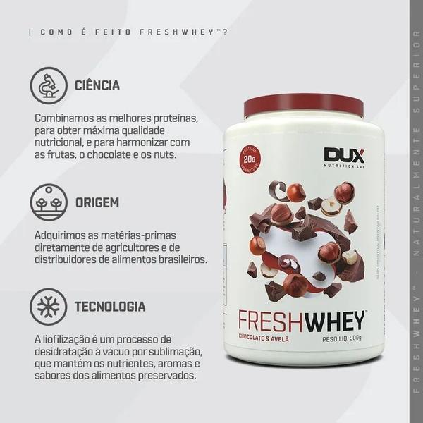 Imagem de Fresh Whey 3W Pote de 900g Sabor de Chocolate e Avelã  Dux Human Health 