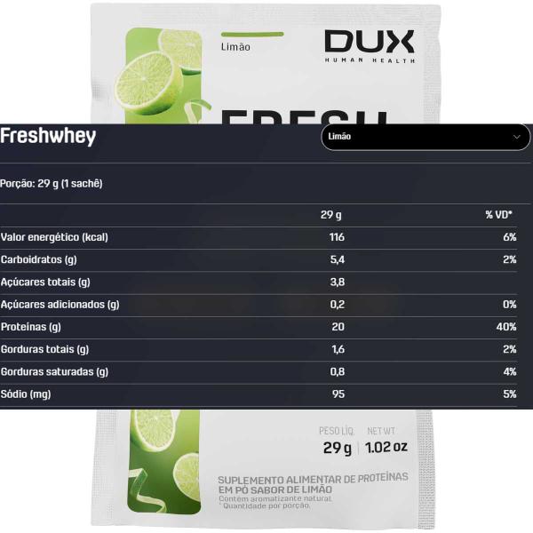 Imagem de Fresh Whey Dux Whey Protein 3W Sachê 31g Sabor Limão