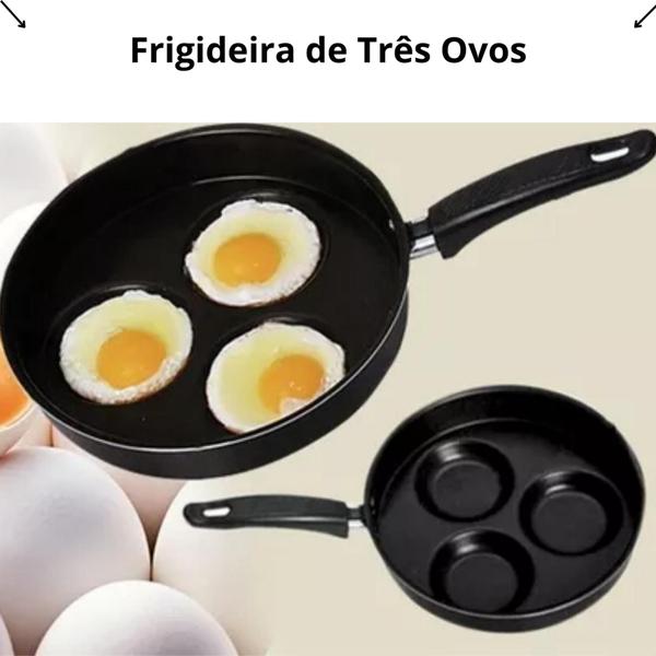 Imagem de Frigideira 22cm C/ 3 Divisórias Ideal P/ Ovos Lanches Carnes Hamburg Antiaderente Sem tampa Cereja