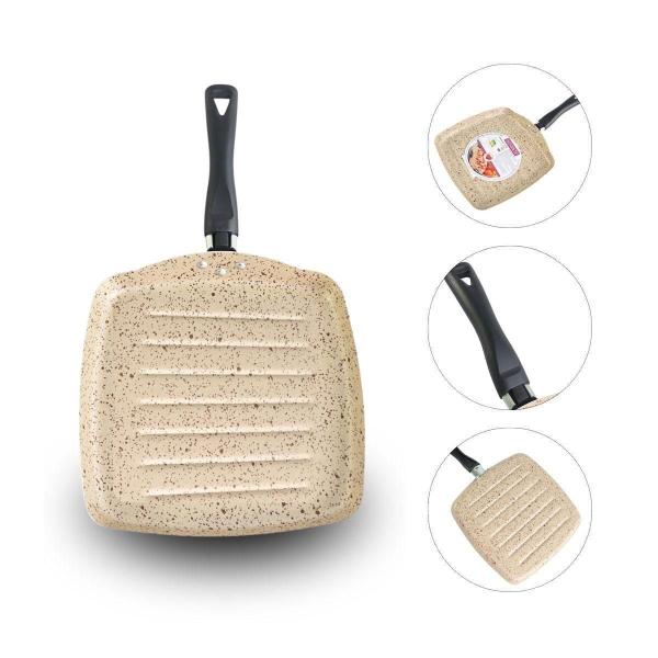 Frigideira 24 Grill Quadrado Antiaderente Grelhados Premium - Alegrete Imagem de Frigideira 24 Grill Quadrado Antiaderente Grelhados Premium