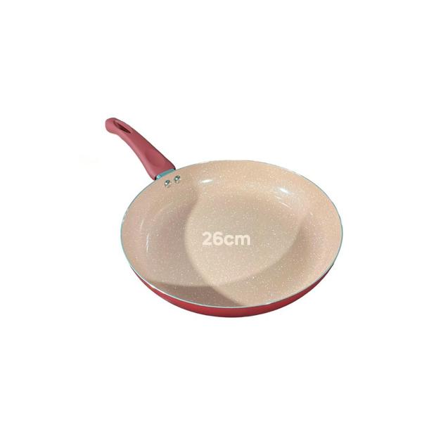 Frigideira 26Cm 1,72Litros Fundo Triplo de Indução Mármore Vermelha - Pratika Imagem de Frigideira 26Cm 1,72Litros Fundo Triplo de Indução Mármore Vermelha