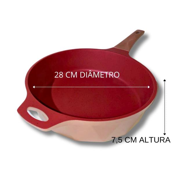 Frigideira 28 Cm Antiaderente Cerâmico Fundo Triplo Indução - Docesar Imagem de Frigideira 28 Cm Antiaderente Cerâmico Fundo Triplo Indução