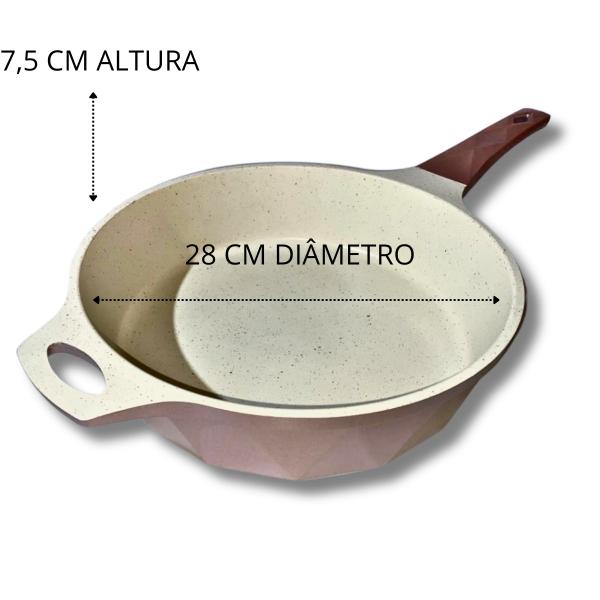 Frigideira 28 Cm Antiaderente Cerâmico Fundo Triplo Indução - Docesar Imagem de Frigideira 28 Cm Antiaderente Cerâmico Fundo Triplo Indução