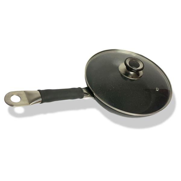 Frigideira 28cm Tokio Chef Antiaderente Preto Inox Silicone Com Tampa Tokio Chef Imagem de Frigideira 28cm Tokio Chef Antiaderente Preto Inox Silicone Com Tampa Tokio Chef
