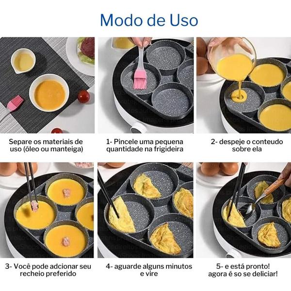 Frigideira 3 Divisórias Ovos Indução Elétrico Gás Sem Óleo - FRIGIDEIRA 4 DIVISORIAS Imagem de Frigideira 3 Divisórias Ovos Indução Elétrico Gás Sem Óleo