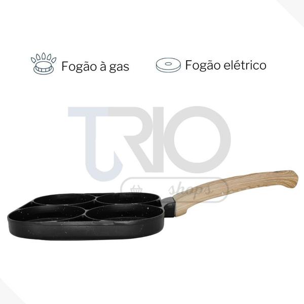Frigideira 3 Divisórias Ovos Indução Elétrico Gás Sem Óleo - FRIGIDEIRA 4 DIVISORIAS Imagem de Frigideira 3 Divisórias Ovos Indução Elétrico Gás Sem Óleo
