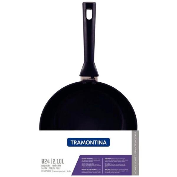 Imagem de Frigideira Aço Inox Brava Tramontina 2,1L Antiaderente Cabo Baquelite 24cm 62195247